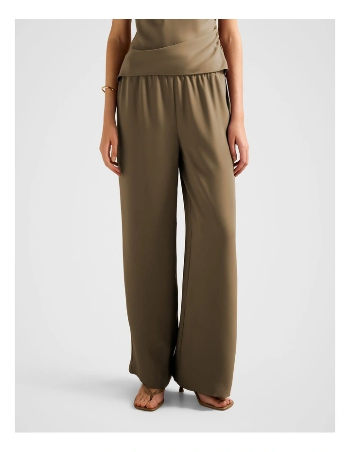 Evelyn Elastic Wide Leg Pants in Green image 1