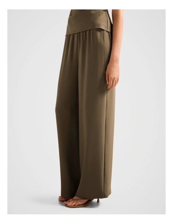 Evelyn Elastic Wide Leg Pants in Green image 3