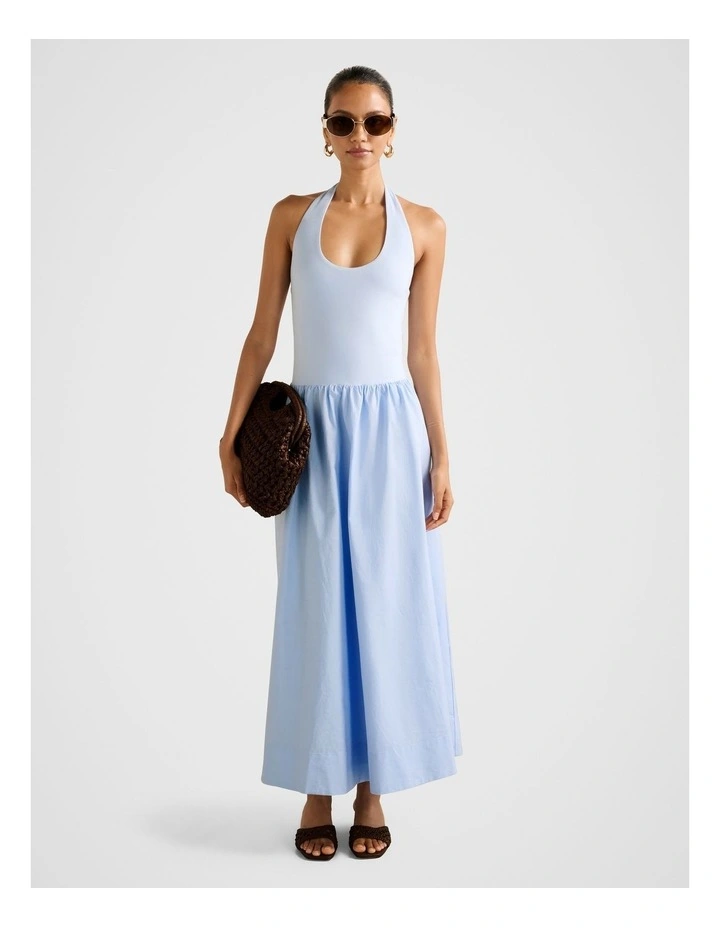 Margot 2-in-1 Halter Neck Midi Dress in Blue image 1