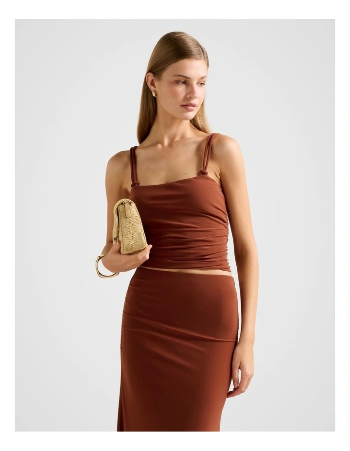 Reece Knotted Strap Top in Brown image 1