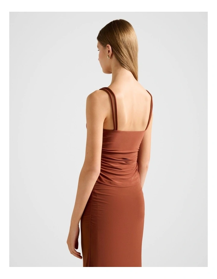 Reece Knotted Strap Top in Brown image 2