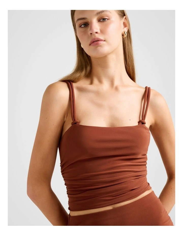 Reece Knotted Strap Top in Brown image 4