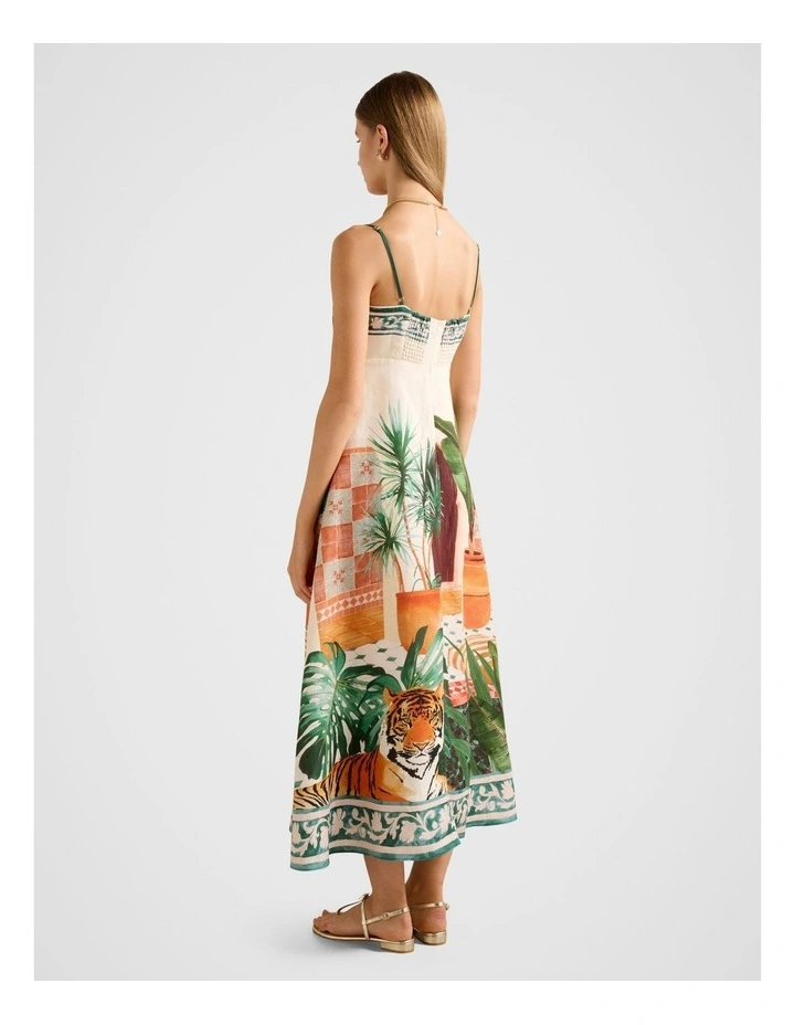 Bianca Printed Linen Midi Dress in Multi image 2