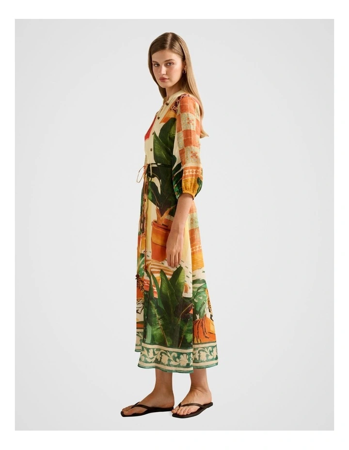 Arabella Printed Midi Dress in Multi image 3