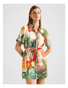 Sabine Printed Shirt Mini dress in Multi