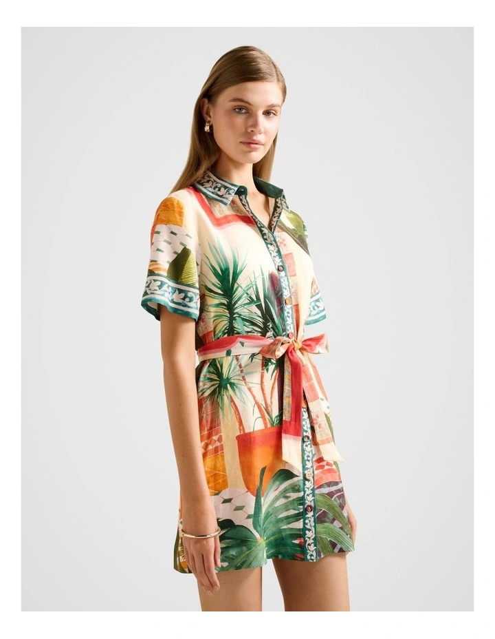Sabine Printed Shirt Mini dress in Multi image 3