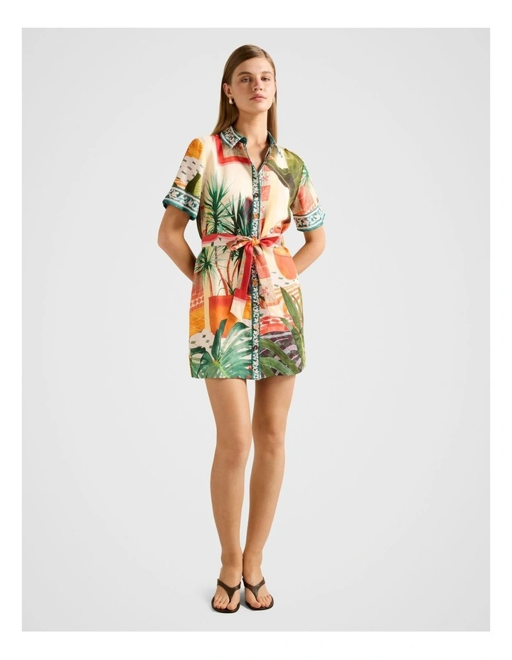 Sabine Printed Shirt Mini dress in Multi image 4