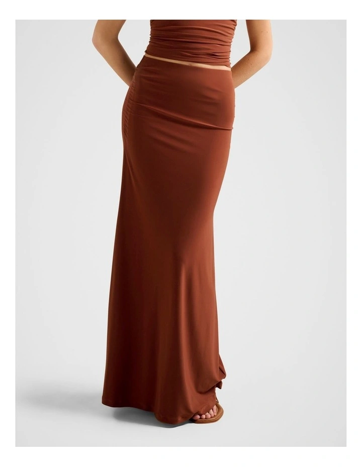 Mimi Flute Maxi Skirt in Brown image 1