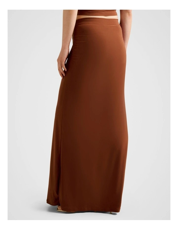 Mimi Flute Maxi Skirt in Brown image 2