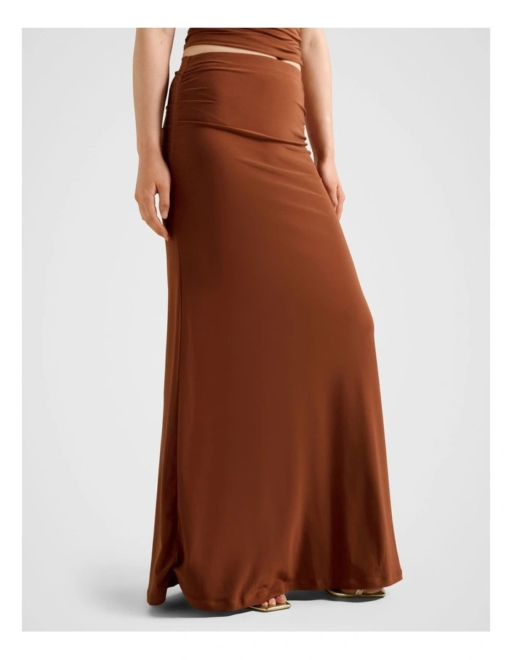 Mimi Flute Maxi Skirt in Brown image 3