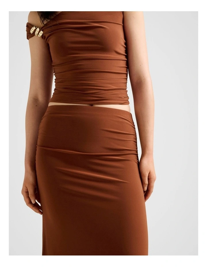 Mimi Flute Maxi Skirt in Brown image 4