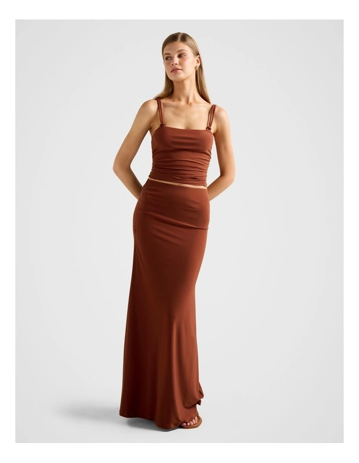 Mimi Flute Maxi Skirt in Brown image 5