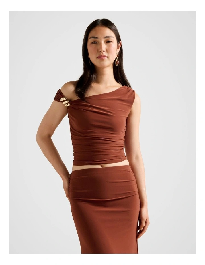 Romee Tipped Hardware Top in Brown image 1