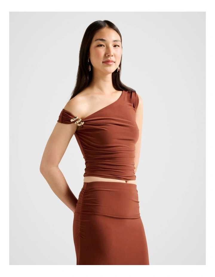 Romee Tipped Hardware Top in Brown image 3