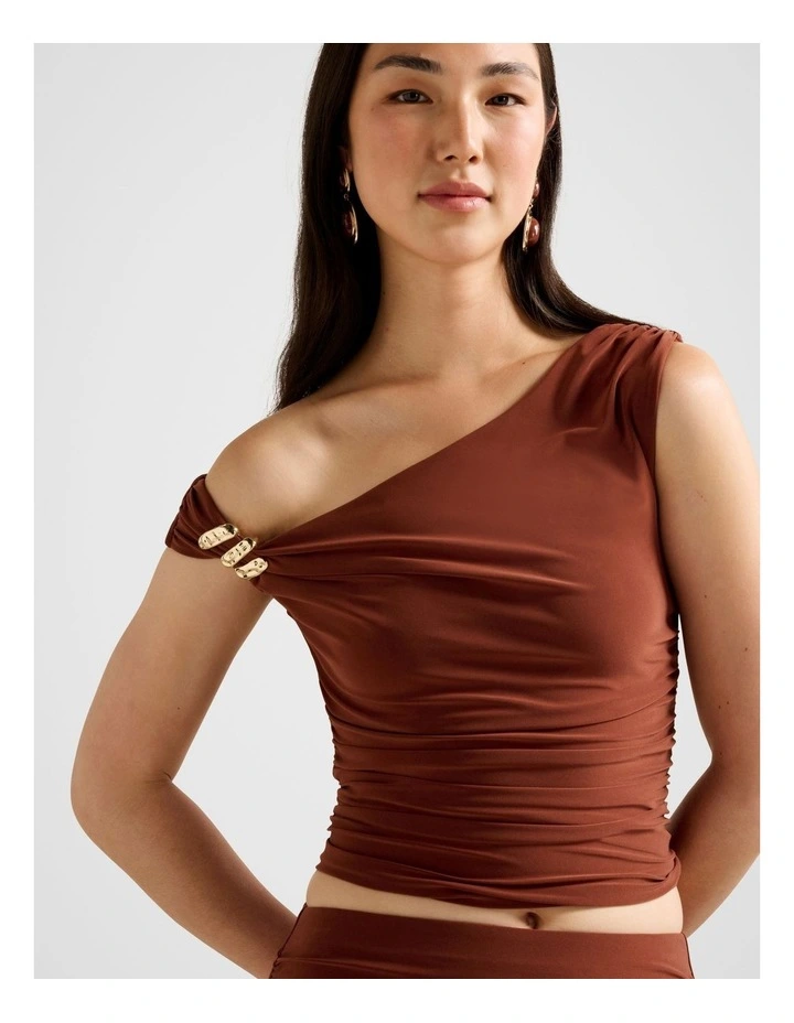 Romee Tipped Hardware Top in Brown image 4