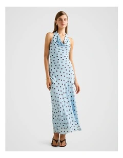 Carter Cowl Neck Maxi Dress in Blue