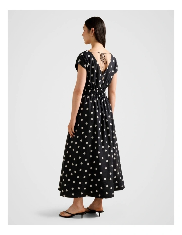 Callie Elastic Waist Midi Dress in Black image 2