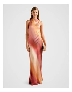 Andie Satin Backless Maxi Dress in Brown
