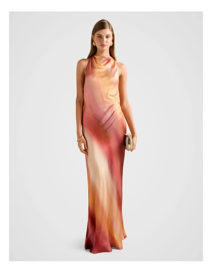 Andie Satin Backless Maxi Dress in Brown image 1