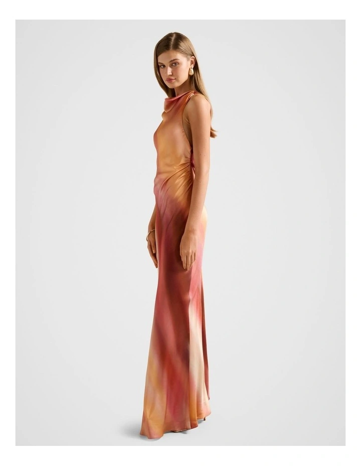 Andie Satin Backless Maxi Dress in Brown image 3