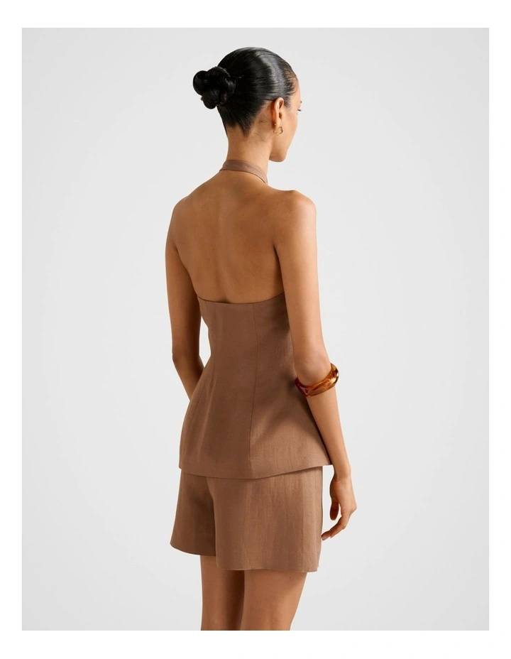 Saxon Halter Neck Waistcoat in Brown image 2