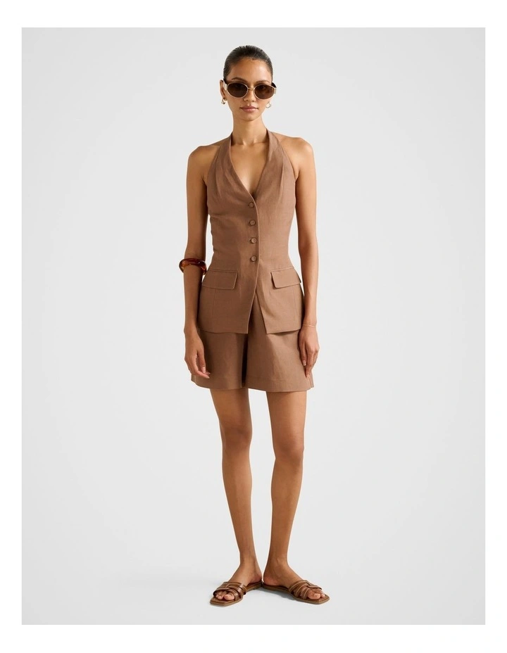 Saxon Halter Neck Waistcoat in Brown image 5
