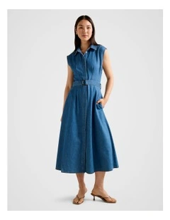 Hailey Shirt Dress in Blue