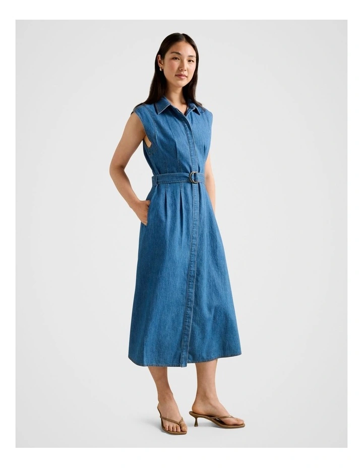 Hailey Shirt Dress in Blue image 3
