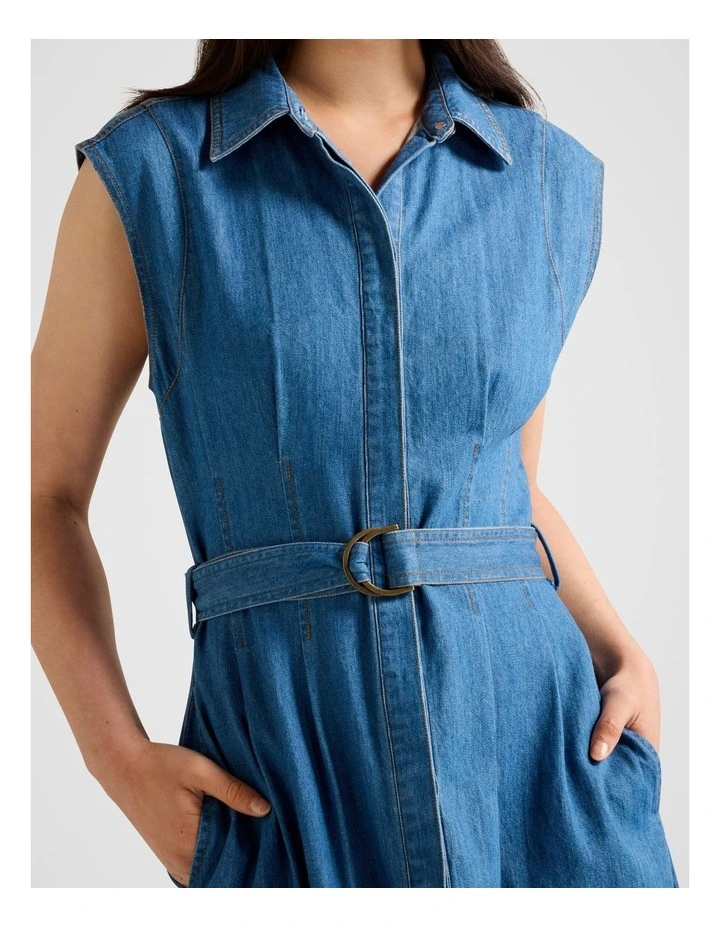 Hailey Shirt Dress in Blue image 4