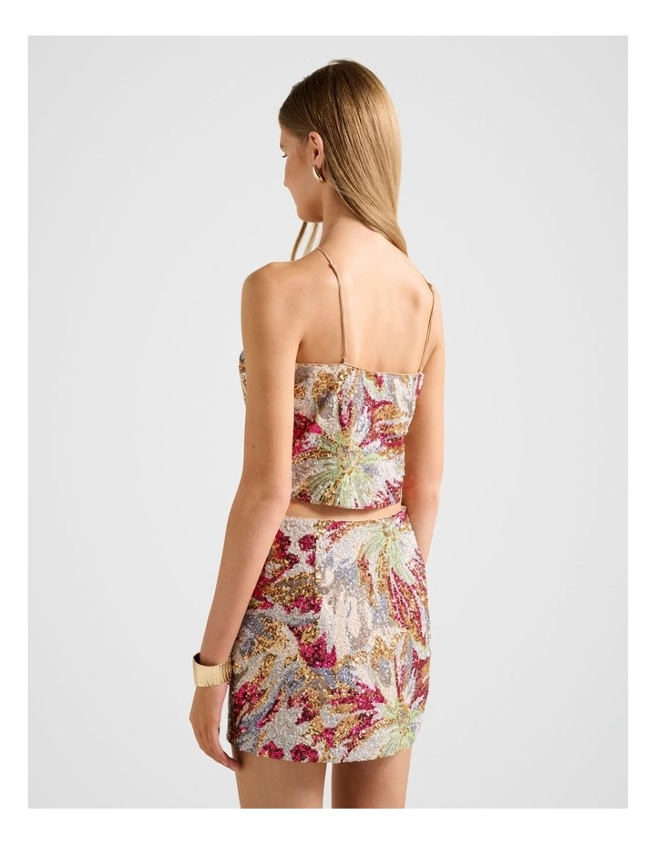 Ariana Sequin Halter Neck Top in Multi image 2