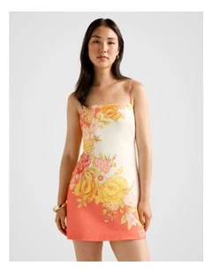 Sinclair Strapless Linen Mini Dress in Orange
