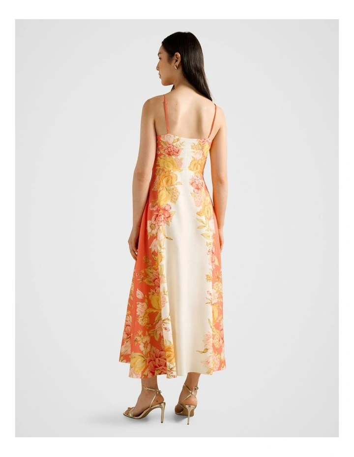 Livvy Strappy Linen Midi Dress in Orange image 2