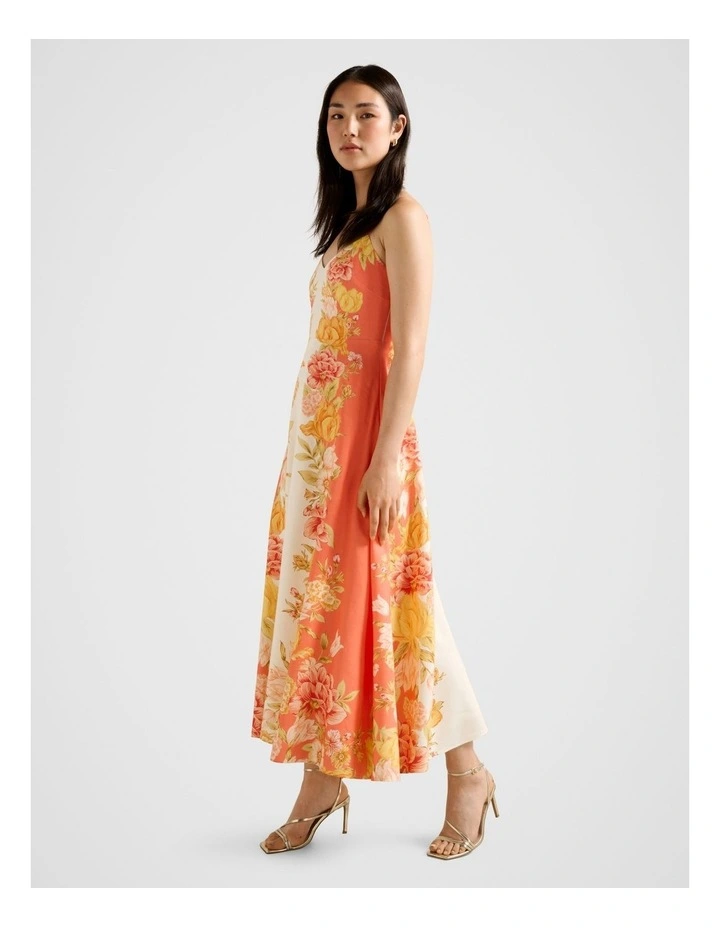 Livvy Strappy Linen Midi Dress in Orange image 3