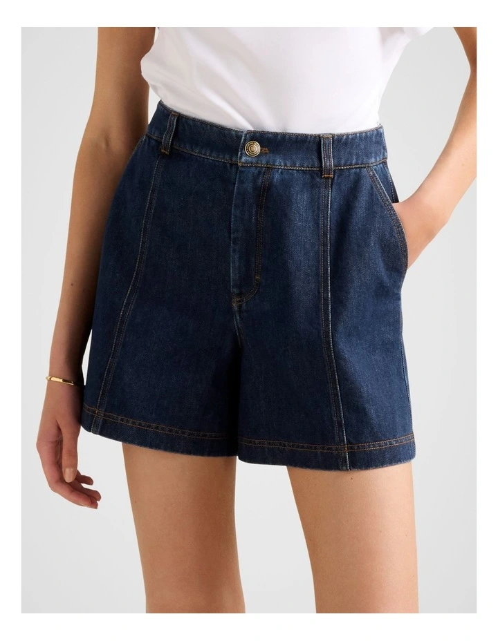 Kristen Panel Detail Shorts in Blue image 1