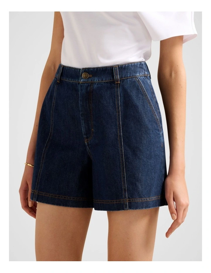 Kristen Panel Detail Shorts in Blue image 3