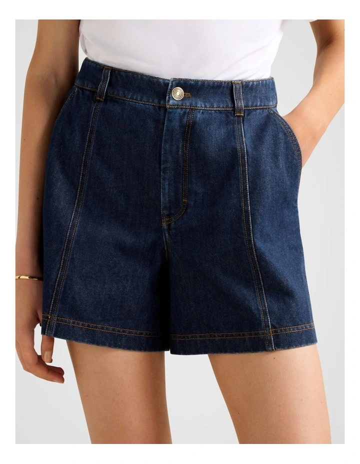 Kristen Panel Detail Shorts in Blue image 4