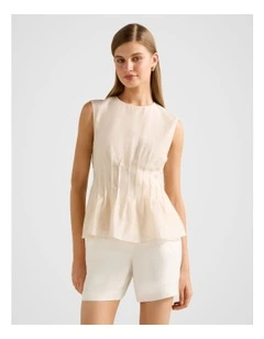 Taylor Pleated Detail Top in Beige
