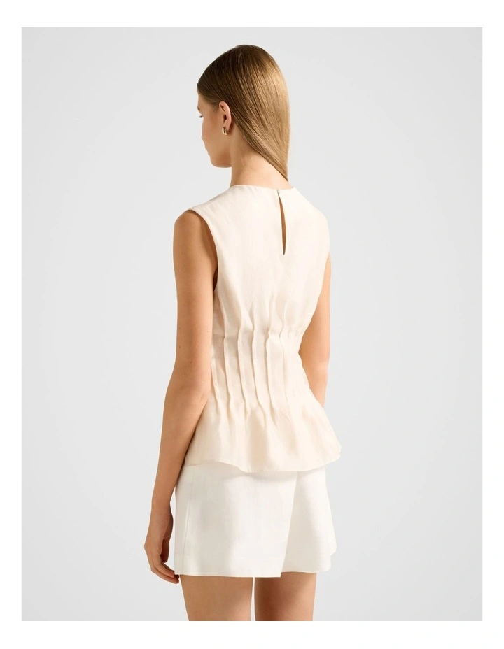 Taylor Pleated Detail Top in Beige image 2