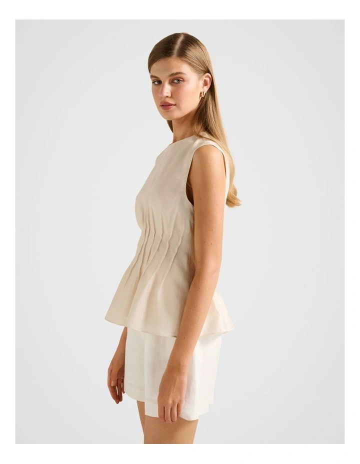 Taylor Pleated Detail Top in Beige image 3