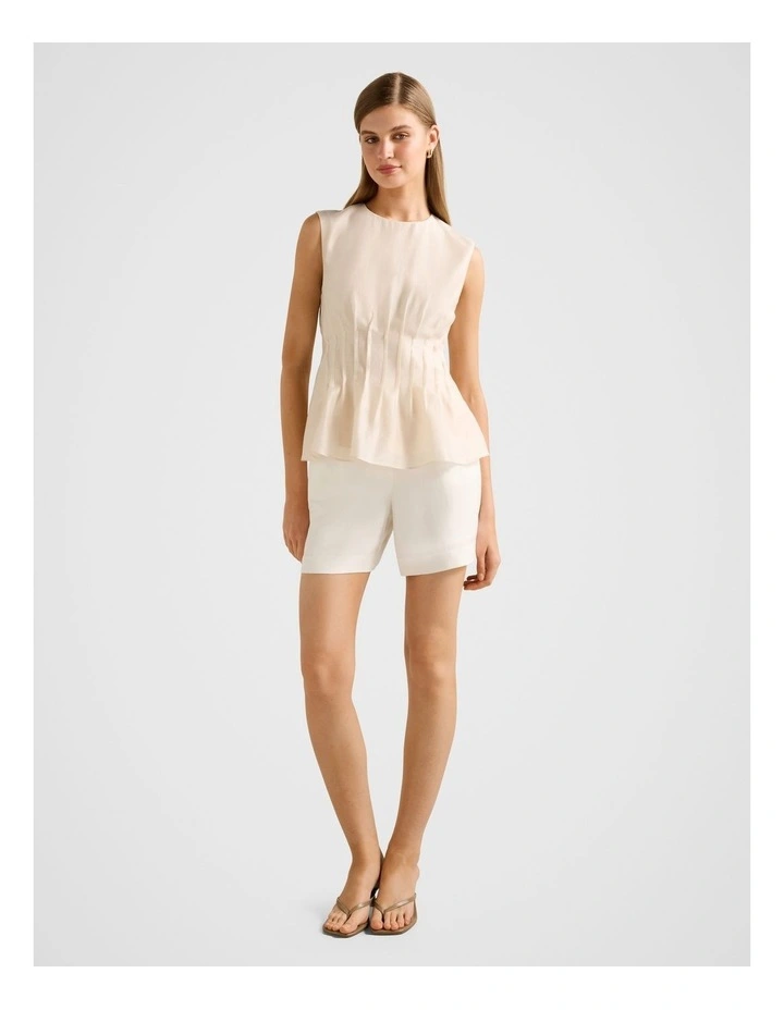 Taylor Pleated Detail Top in Beige image 5