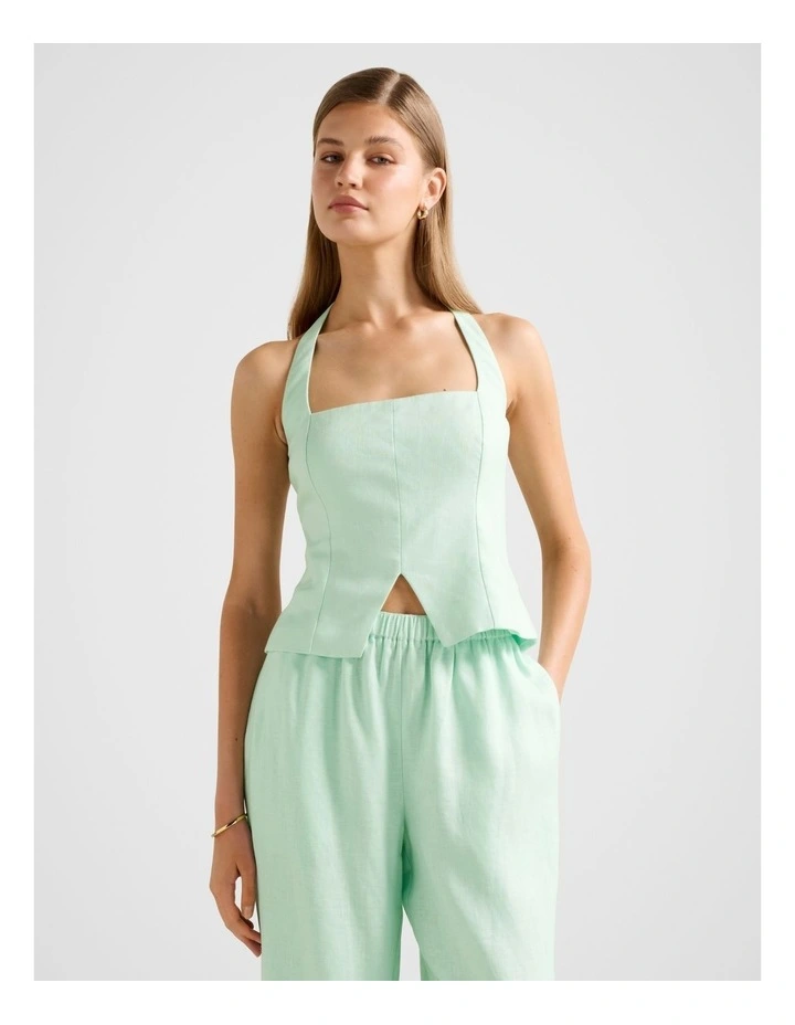 Braylee Halter Neck Top in Green image 1