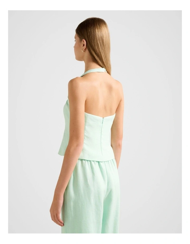 Braylee Halter Neck Top in Green image 2