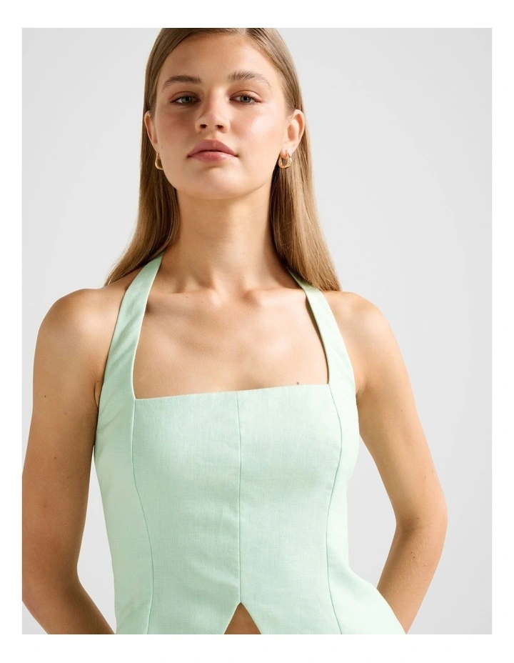 Braylee Halter Neck Top in Green image 4