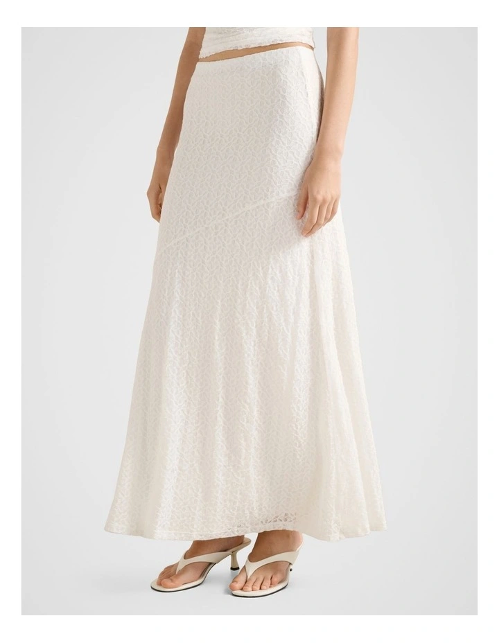 Tahlia Lace Maxi Skirt in White image 3