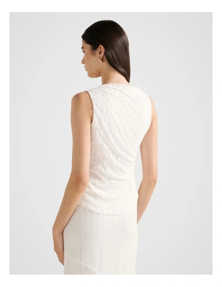 Tahlia Textured Lace Tank Top in White image 2