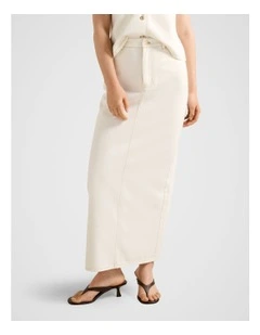 Beatrice Denim Column Skirt in White