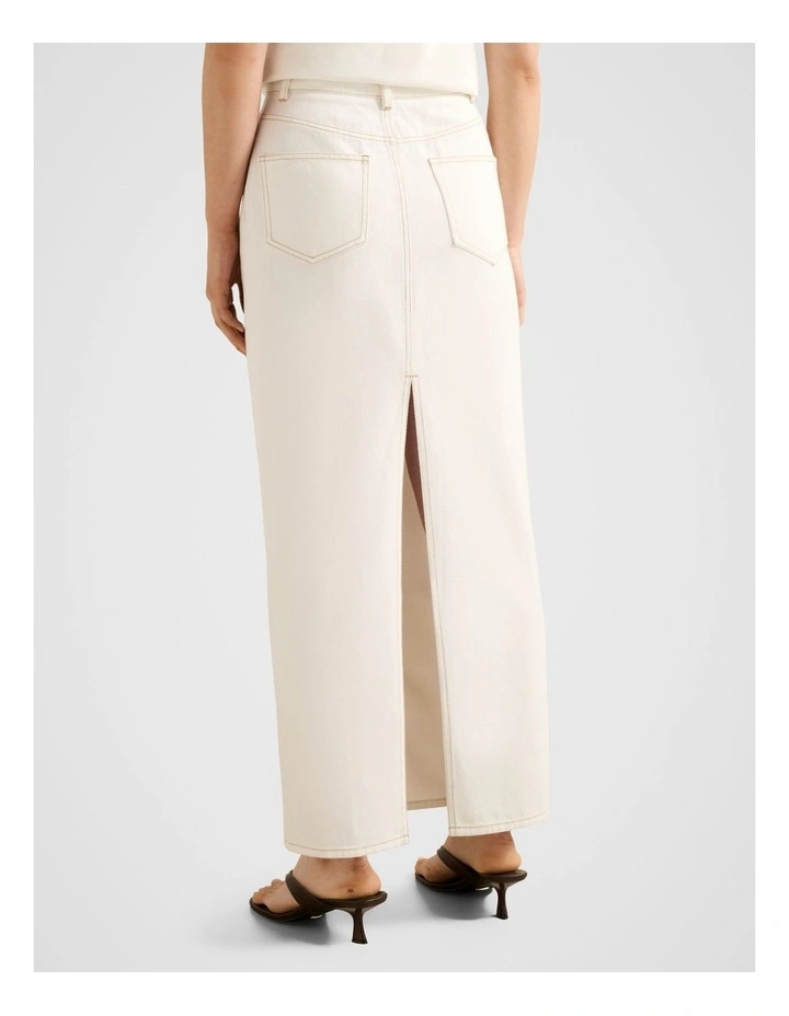 Beatrice Denim Column Skirt in White image 2