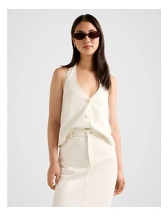 Frankie Denim Halter Neck Top in White