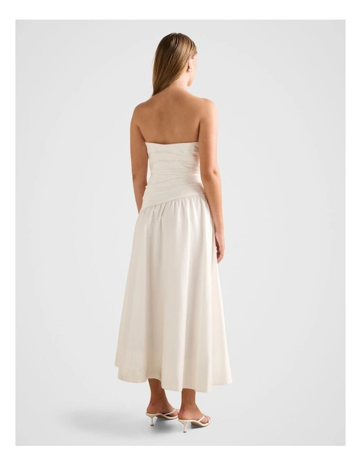 Ashton Ruched Midi Dress in White image 2
