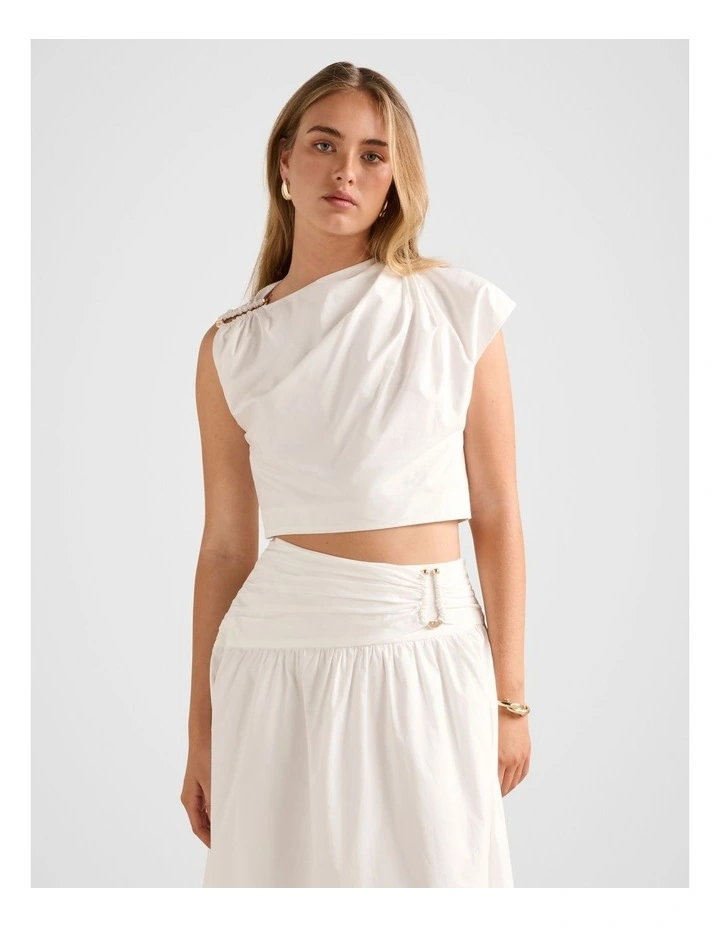 Dottie Draped Hardware Top in White image 1